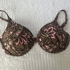 Venus Bikini Swimsuit Top Women's D Cup Brown Pink Floral